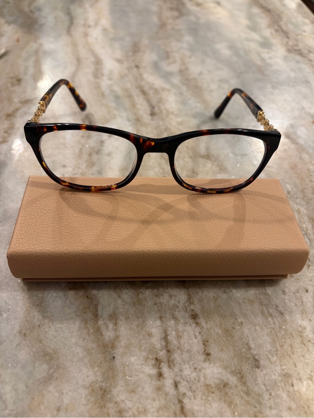 Serafina Women's Tortoiseshell Glasses Frame with Gold Chain Detail